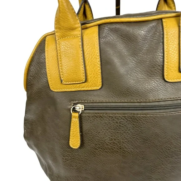 Black Rivet Faux Leather Bag Brown and Yellow - Picture 7 of 11
